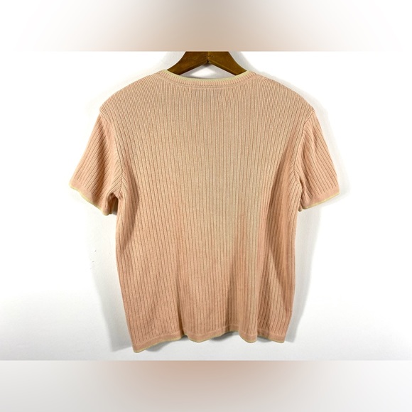 Vintage Rayon Cotton Short Sleeve Cardigan Sweater with Dark Mother of Pearl - Picture 3 of 10